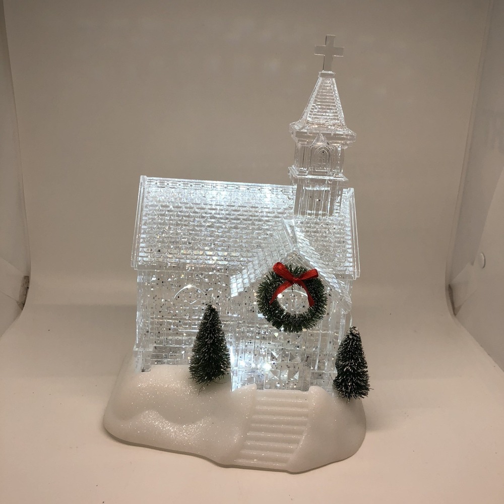 Snow Globe Church Merry Makers LED Glitter Lantern Christmas Village Decoration